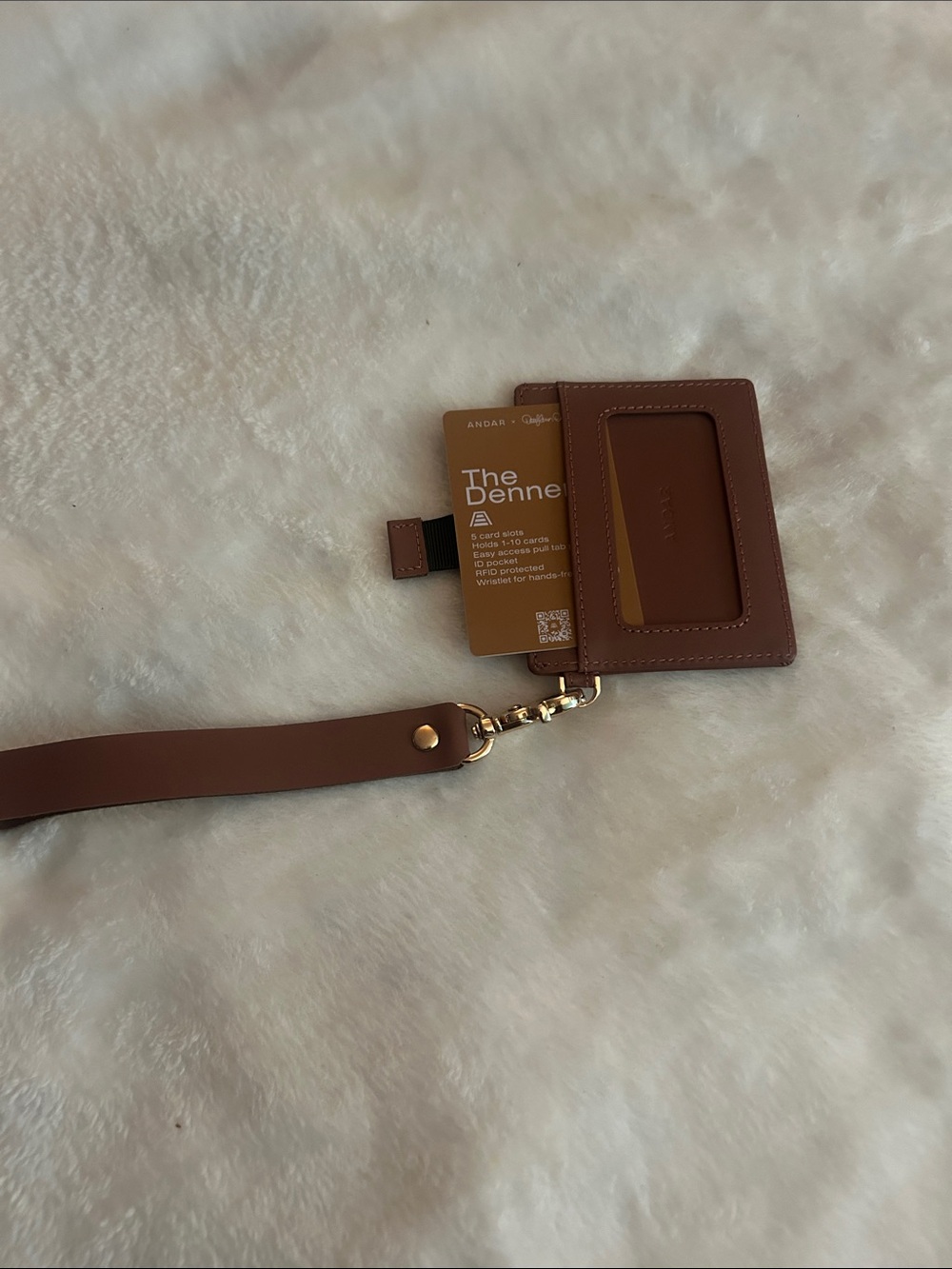 The Denne Leather Card Holder Lanyard - Brown